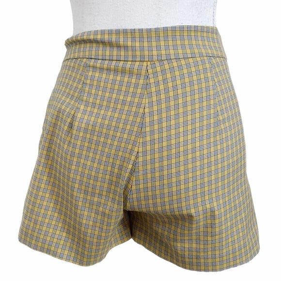 ARITZIA SUNDAY BEST HEATHER YELLOW PLAID BUTTON FRONT SHORTS SKORT - Picture 6 of 12